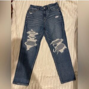 American Eagle Outfitters High Rise Distressed Jeans - Blue